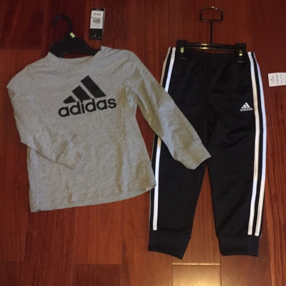 New ADIDAS Boys 2 piece Pants and Shirt Set